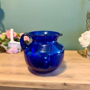 Vintage Cobalt Blue Glass Pitcher | Cottagecore Folklore Swiftie